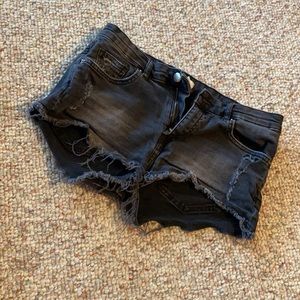 Black jean shorts